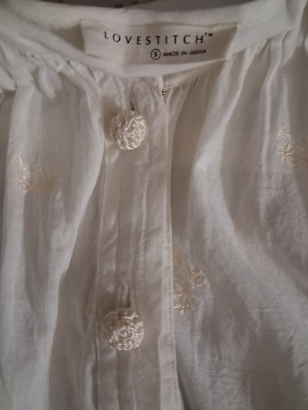 Lovestitch White Embroidered Button-Up Blouse